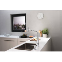 Змішувач Hansgrohe Metris Select 320 2jet кухонний з витяжним виливом Sbox (73816000)
