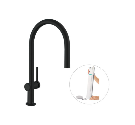 Смеситель Hansgrohe Talis 210 1jet кухонный с вытяжным изливом Sbox Matt Black (72803670)