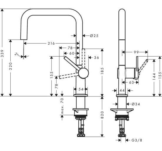 Смеситель hansgrohe Talis M54 для кухонной мойки, хром 72844000