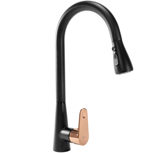 Смеситель для кухни REA MILD BLACK ROSE GOLD черный розовое золото