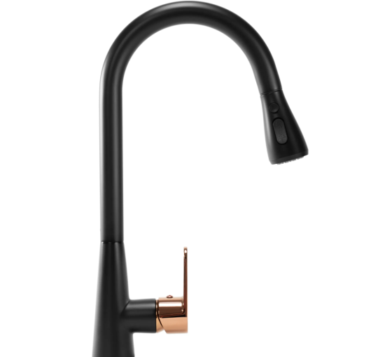 Смеситель для кухни REA MILD BLACK ROSE GOLD черный розовое золото