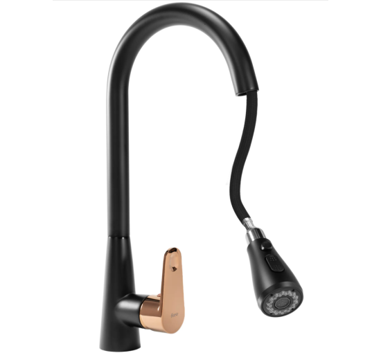 Смеситель для кухни REA MILD BLACK ROSE GOLD черный розовое золото