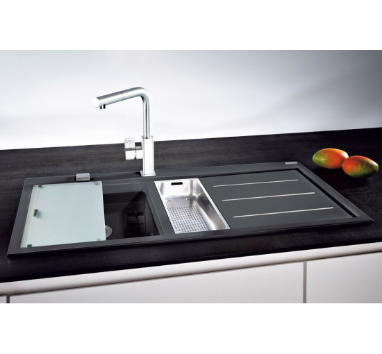 Кухонна мийка Franke Mythos Fusion MTF 611-100, крило зліва (114.0157.264) гранітна - врізна - колір Онікс