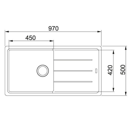 Кухонная мойка Franke BASIS BFG 611-97 оникс 970x500 (114.0363.933)