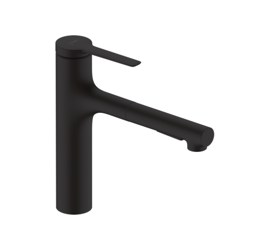 Змішувач Hansgrohe Zesis M33 160 2jet кухонний з витяжним виливом (74801670) Matt Black