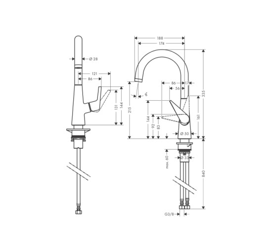 Смеситель Hansgrohe Talis 220 1Jet кухонный Chrome (72814000)