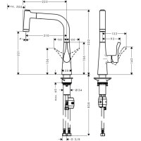 Смеситель hansgrohe Metris для кухонной мойки 14834800 под сталь.