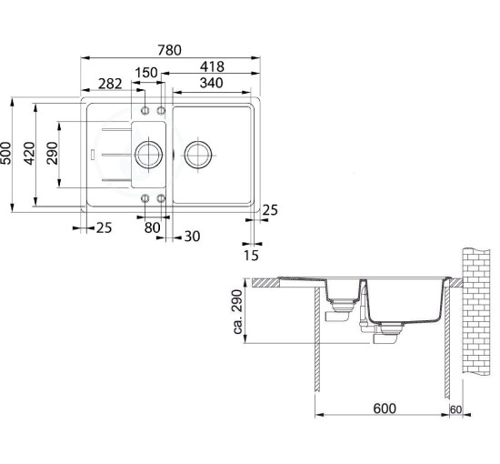 Кухонная мойка Franke Basis BFG 651-78 (114.0565.111) гранитная - врезная - оборотная - цвет Серый камень