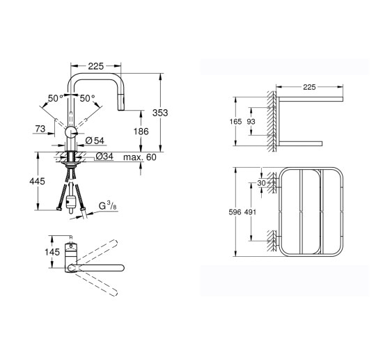 Набор Grohe смеситель для кухни Minta с выдвижным изливом 32322DC2 + полка для полотенец Selection 41066000