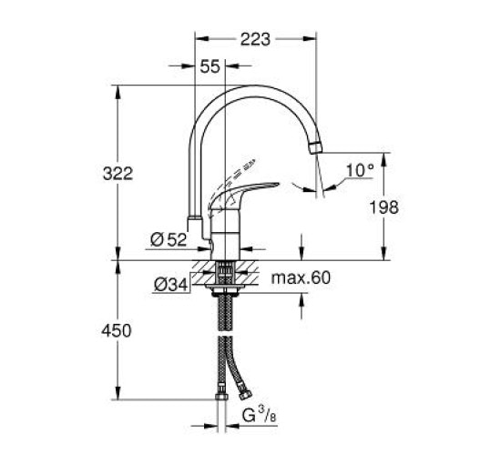 Змішувач для кухні Grohe Euroeco (32752000)