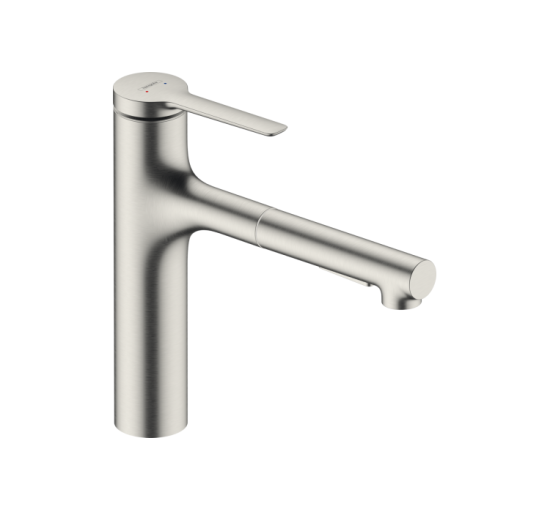 Змішувач Hansgrohe Zesis M33 160 2jet кухонний з витяжним виливом (74801800) Stainless Steel Finish