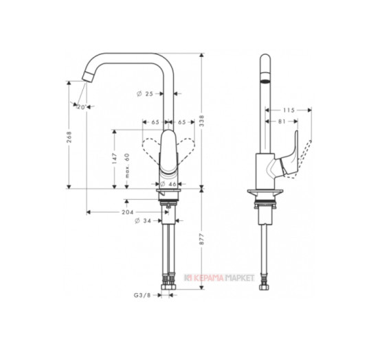 Змішувач Hansgrohe Focus 260 для кухні (31820000)