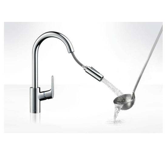 Смеситель Hansgrohe Focus 240 2jet для кухни с выдвижным изливом Matt Black (31815670)