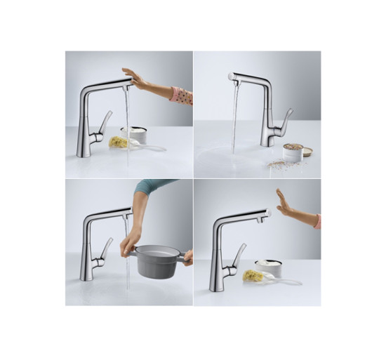 Смеситель Hansgrohe Metris Select 320 кухонный (14883800) Stainless Steel Finish