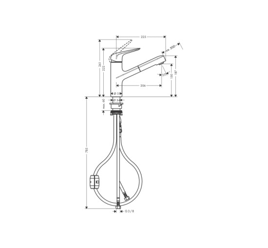 Смеситель Hansgrohe M427-H150 для кухни с выдвижным изливом (71814000)