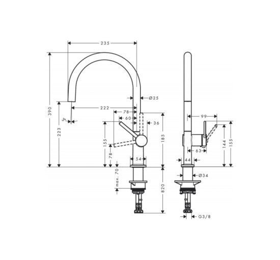 Смеситель Hansgrohe Talis 220 кухонный (72804800) Stainless Steel