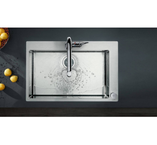 Смеситель Hansgrohe Metris Select 320 2jet кухонный на 2 отверстия с вытяжным изливом Sbox Chrome (73806000)