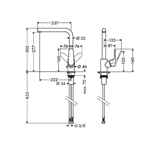 Змішувач Hansgrohe Focus 280 для кухні Stainless Steel Finish (31817800)