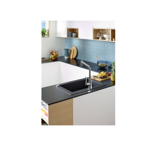 Смеситель Hansgrohe Metris Select 320 2jet кухонный на 2 отверстия с вытяжным изливом Sbox Chrome (73806000)