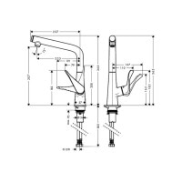 Змішувач Hansgrohe Metris Select 320 кухонний (14883800) Stainless Steel Finish