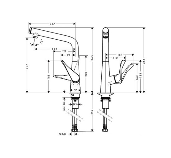 Смеситель Hansgrohe Metris Select 320 кухонный (14883800) Stainless Steel Finish