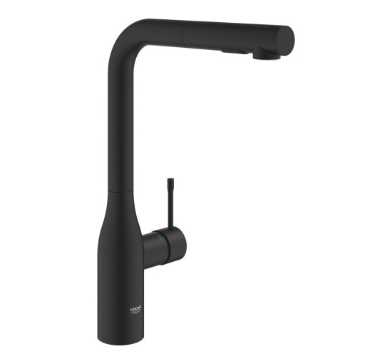 Смеситель для кухни с выдвижной воронкой GROHE Essence черный латунь 30504KF0