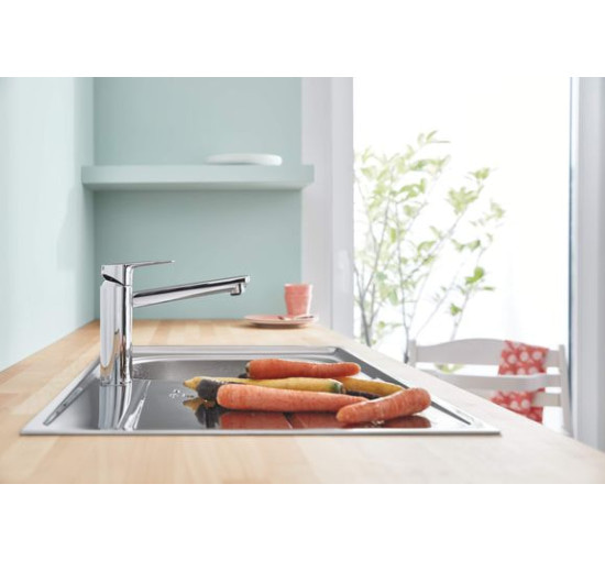 Смеситель для кухни однорычажный GROHE BauCurve хром латунь 31715000