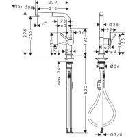 Змішувач hansgrohe Talis M54 для кухонної мийки з висувним душем, хром 72845000