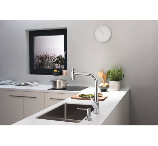 Смеситель hansgrohe Talis Select M51 для кухонной мойки с выдвижным душем, под сталь 73867800