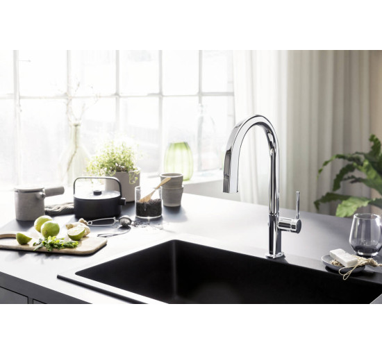 Змішувач hansgrohe Aqittura M91 FilterSystem 210 для кухонної мийки, під сталь 76801800
