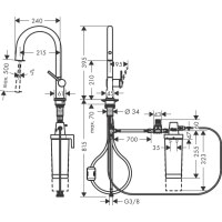 Змішувач hansgrohe Aqittura M91 FilterSystem 210 для кухонної мийки, під сталь 76801800