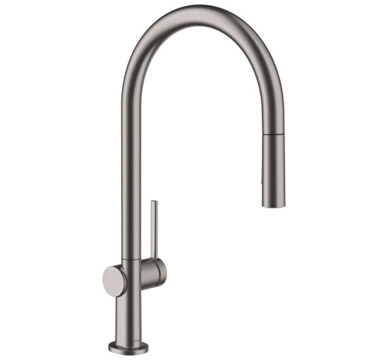 Смеситель для кухни с выдвижной воронкой HANSGROHE Talis M54 черный латунь 72800340