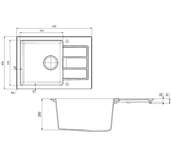 Кухонная мойка Franke Sirius SID 611-62 Slim (114.0497.939) из тектонайта - врезная - оборотная - цвет Белый (2 отверстия)