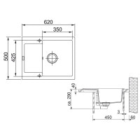 Кухонная мойка Franke Maris MRG 611-62 (114.0565.115) гранитная - врезная - оборотная - цвет Серый камень