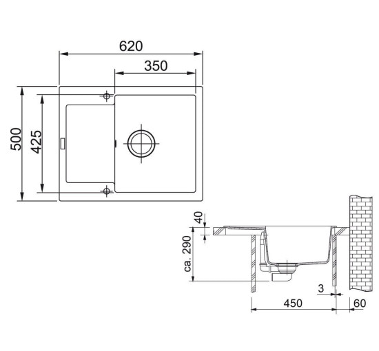 Кухонная мойка Franke Maris MRG 611-62 (114.0565.115) гранитная - врезная - оборотная - цвет Серый камень