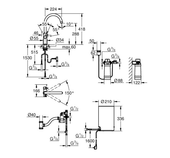 Смеситель для кухни с бойлером Grohe Red Duo 30083001 M-size