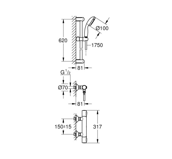 Змішувач термостатичний для душу Grohe Precision Flow 34841000