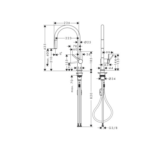 Змішувач Hansgrohe Talis 210 1jet кухонний з витяжним виливом (72802000)