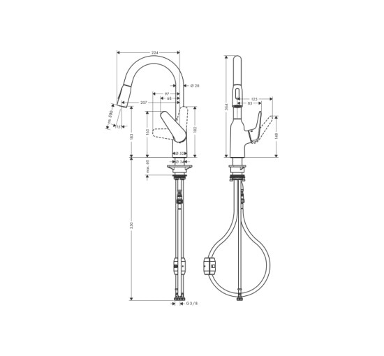 Змішувач Hansgrohe M42-H180 для кухні з висувним виливом (71801000)