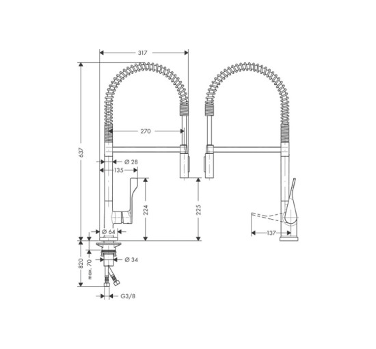 Змішувач Axor Citterio 230 Semi-Pro для кухні (39840000) Chrome