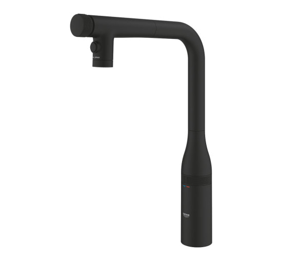 Смеситель для кухни с выдвижной воронкой GROHE Essence SmartControl черный латунь 31892KF0