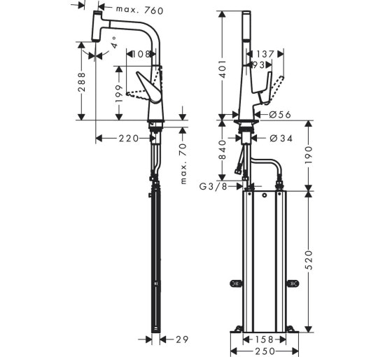 Смеситель hansgrohe Talis Select M51 для кухонной мойки под сталь 73853800