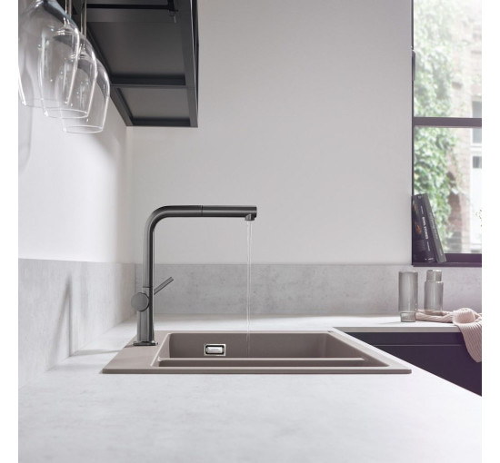Змішувач для кухні із висувною лійкою HANSGROHE Talis M54&sBox чорний латунь 72809340
