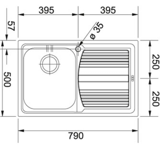 Кухонна мийка Franke Logica Line LLL 611-79 (101.0381.809) нержавіюча сталь - врізна - декорована чаша справа