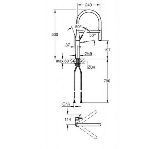 Змішувач для кухні з рефлекторним виливом Grohe Essence 30294000
