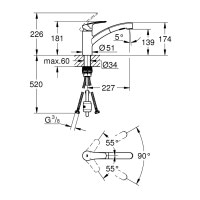 Смеситель для кухни с выдвижным изливом Grohe Eurosmart 30305001