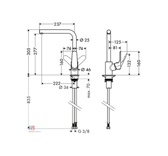 Смеситель Hansgrohe Focus 280 для кухни с поворотным изливом (31817000)