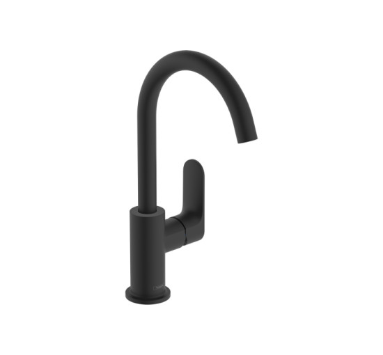 Смеситель Hansgrohe Rebris S 210 для умывальника движение. носик с д/у pop-up. Matt Black (72536670)