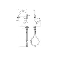 Змішувач Hansgrohe M42-H220 для кухні 2Jet з висувним виливом , Chrome(71800000)