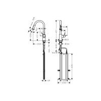 Смеситель Hansgrohe Talis M52 220 2jet кухонный с вытяжным изливом Sbox (73863000)